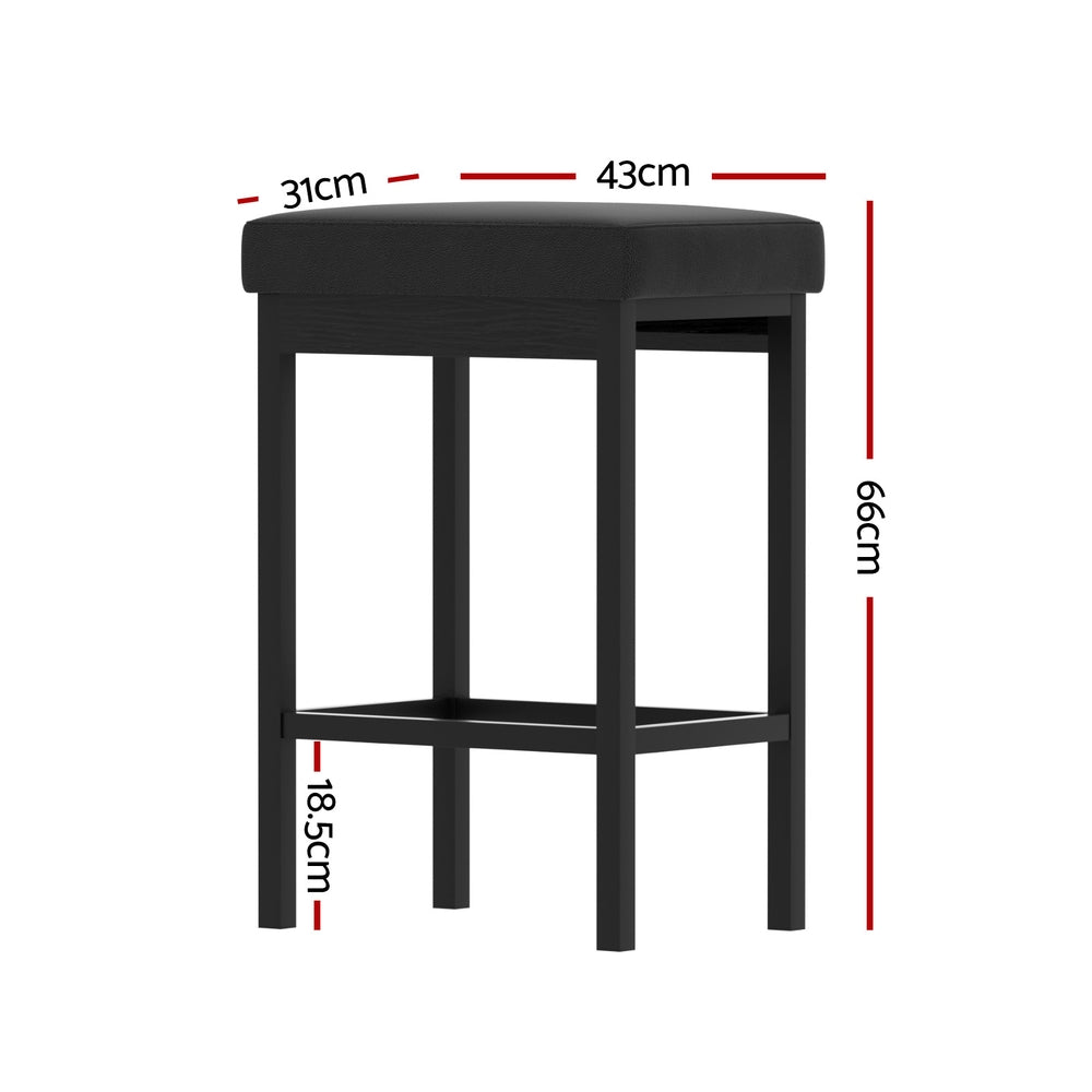 Lydia PU Leather Counter Stool - Black (Set of 2)