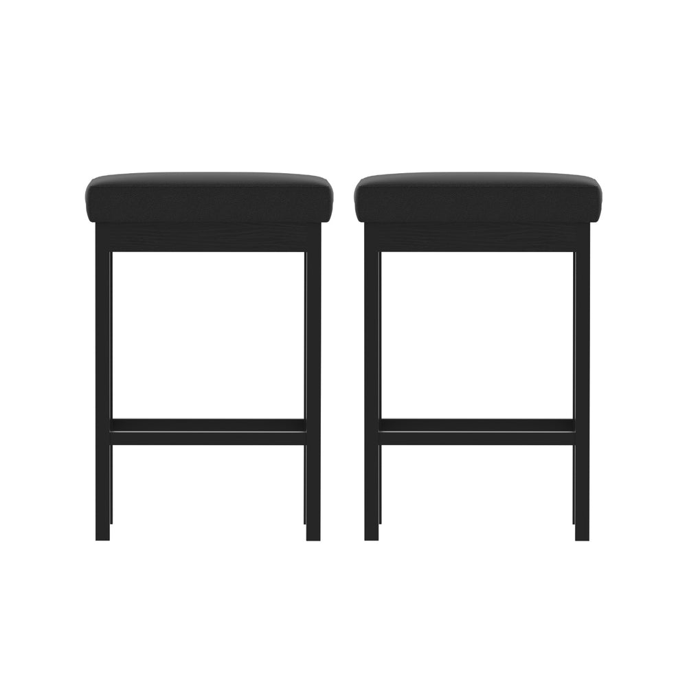 Lydia PU Leather Counter Stool - Black (Set of 2)
