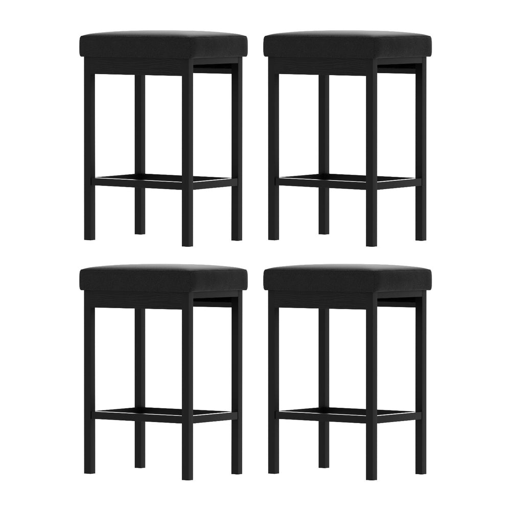 Lydia PU Leather Counter Stool - Black (Set of 4)