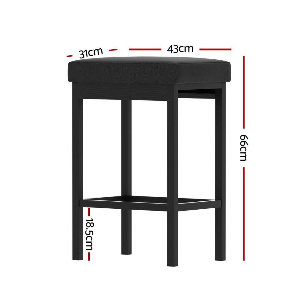 Lydia PU Leather Counter Stool - Black (Set of 4)