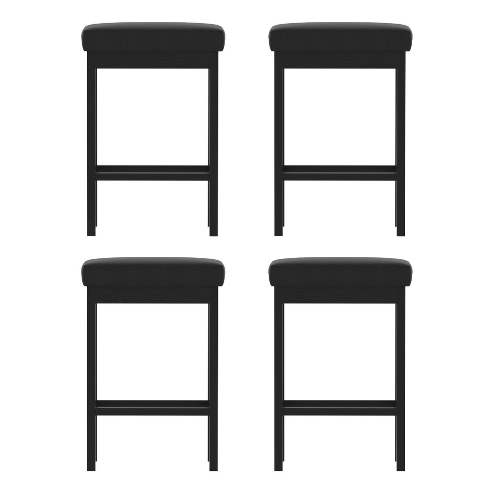 Lydia PU Leather Counter Stool - Black (Set of 4)