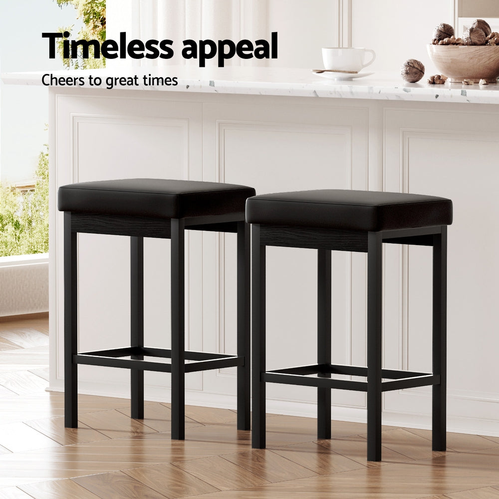 Lydia PU Leather Counter Stool - Black (Set of 4)