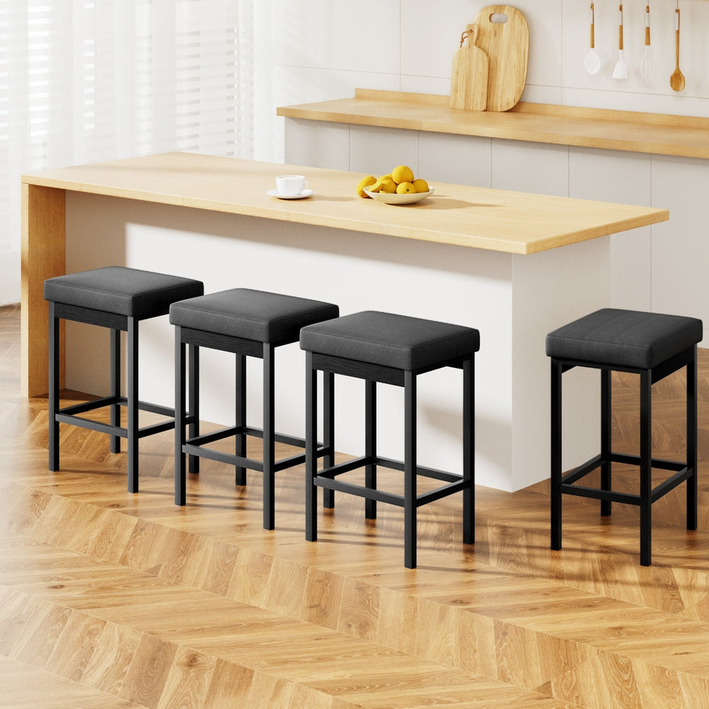 Lydia PU Leather Counter Stool - Black (Set of 4)