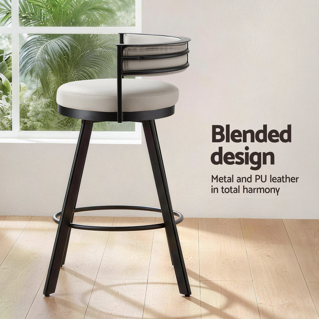 Owen PU Leather Counter Stool - Beige (Set of 2)