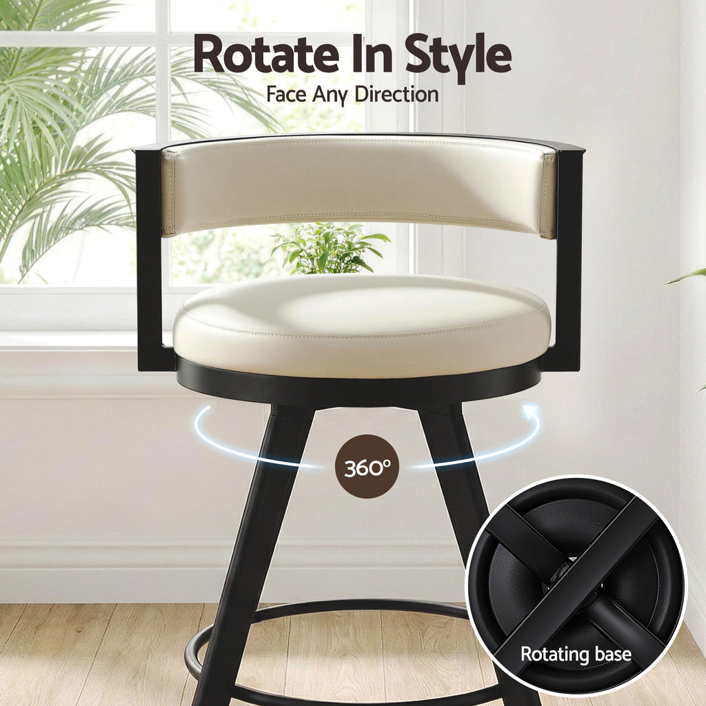 Owen PU Leather Counter Stool - Beige (Set of 2)