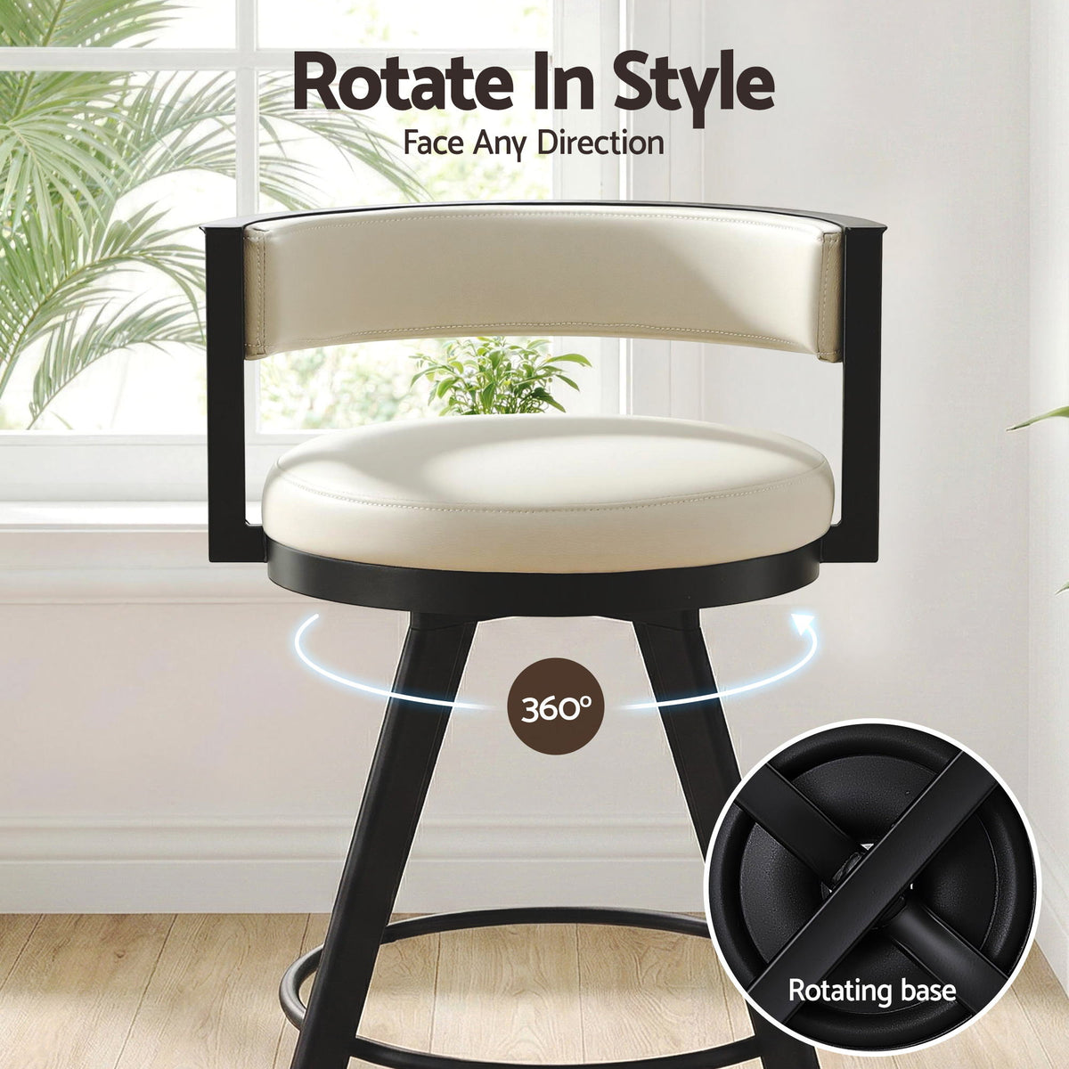 Owen PU Leather Counter Stool - Beige (Set of 2)