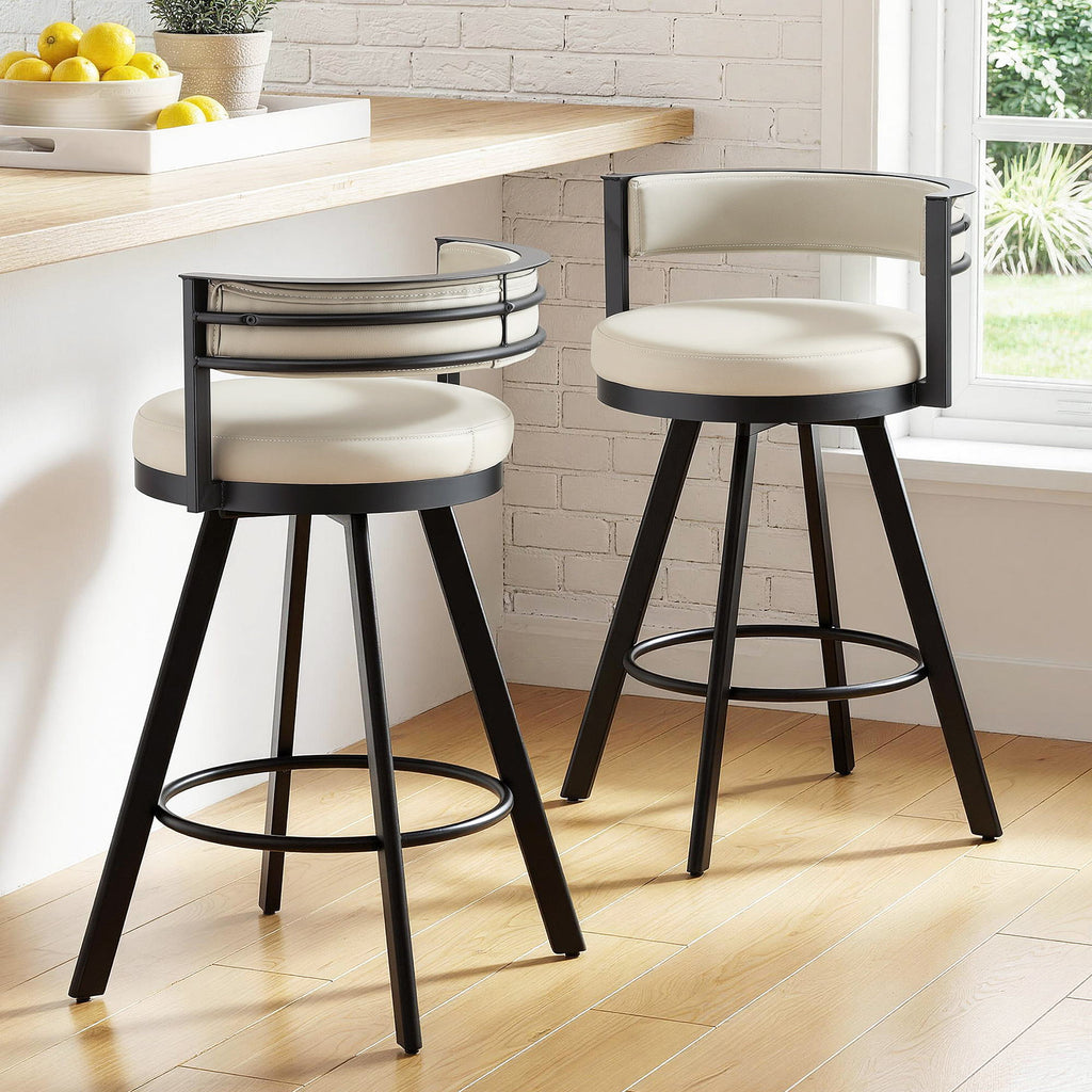 Owen PU Leather Counter Stool - Beige (Set of 2)