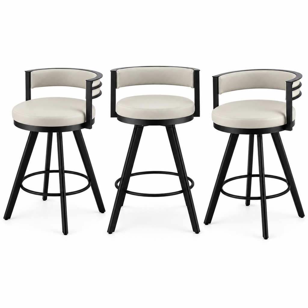 Owen PU Leather Counter Stool - Beige (Set of 3)
