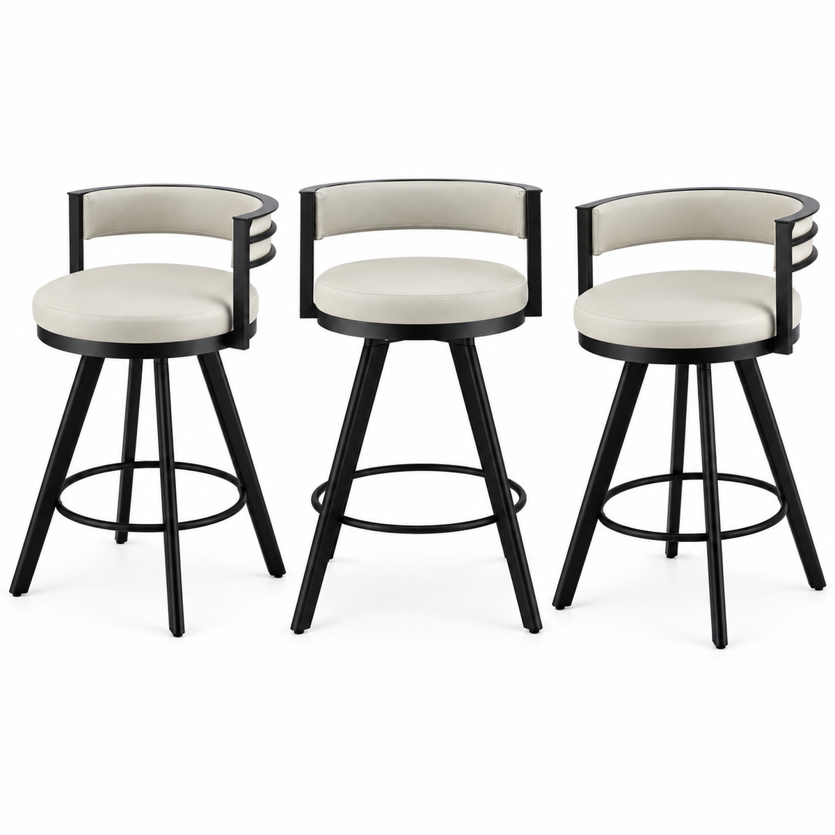 Owen PU Leather Counter Stool - Beige (Set of 3)