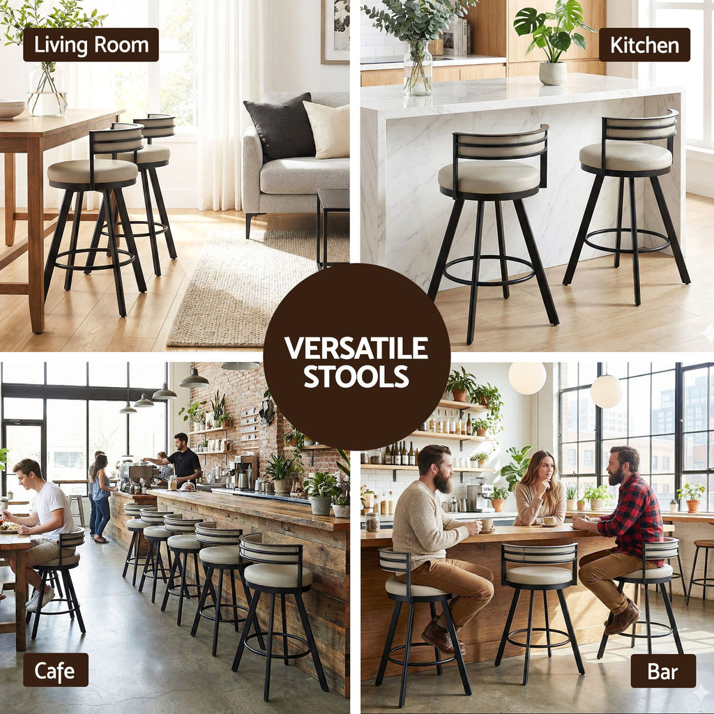 Owen PU Leather Counter Stool - Beige (Set of 3)
