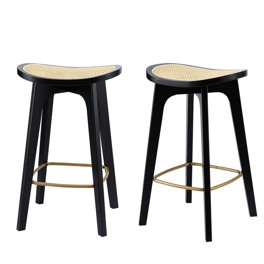 Clara Rattan Counter Stool - Black (Set of 2)