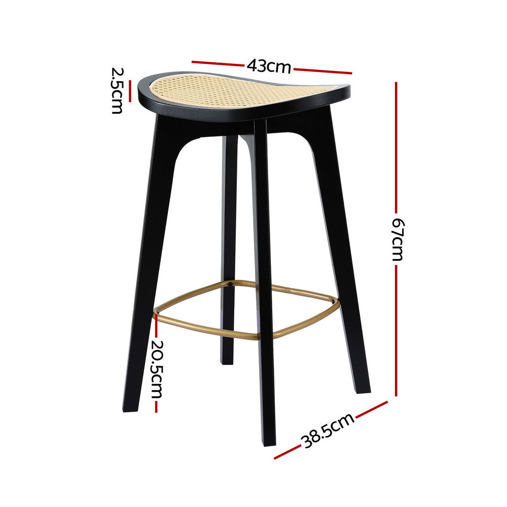 Clara Rattan Counter Stool - Black (Set of 2)
