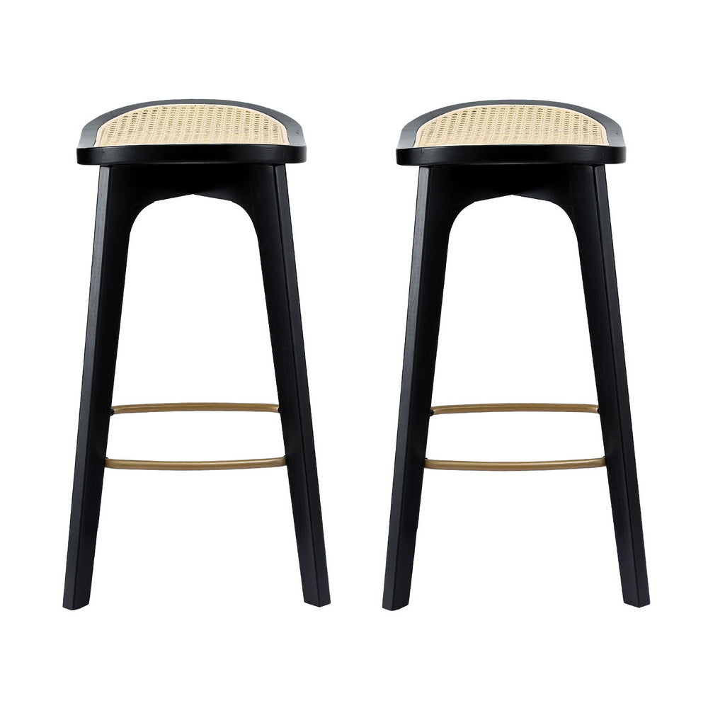 Clara Rattan Counter Stool - Black (Set of 2)