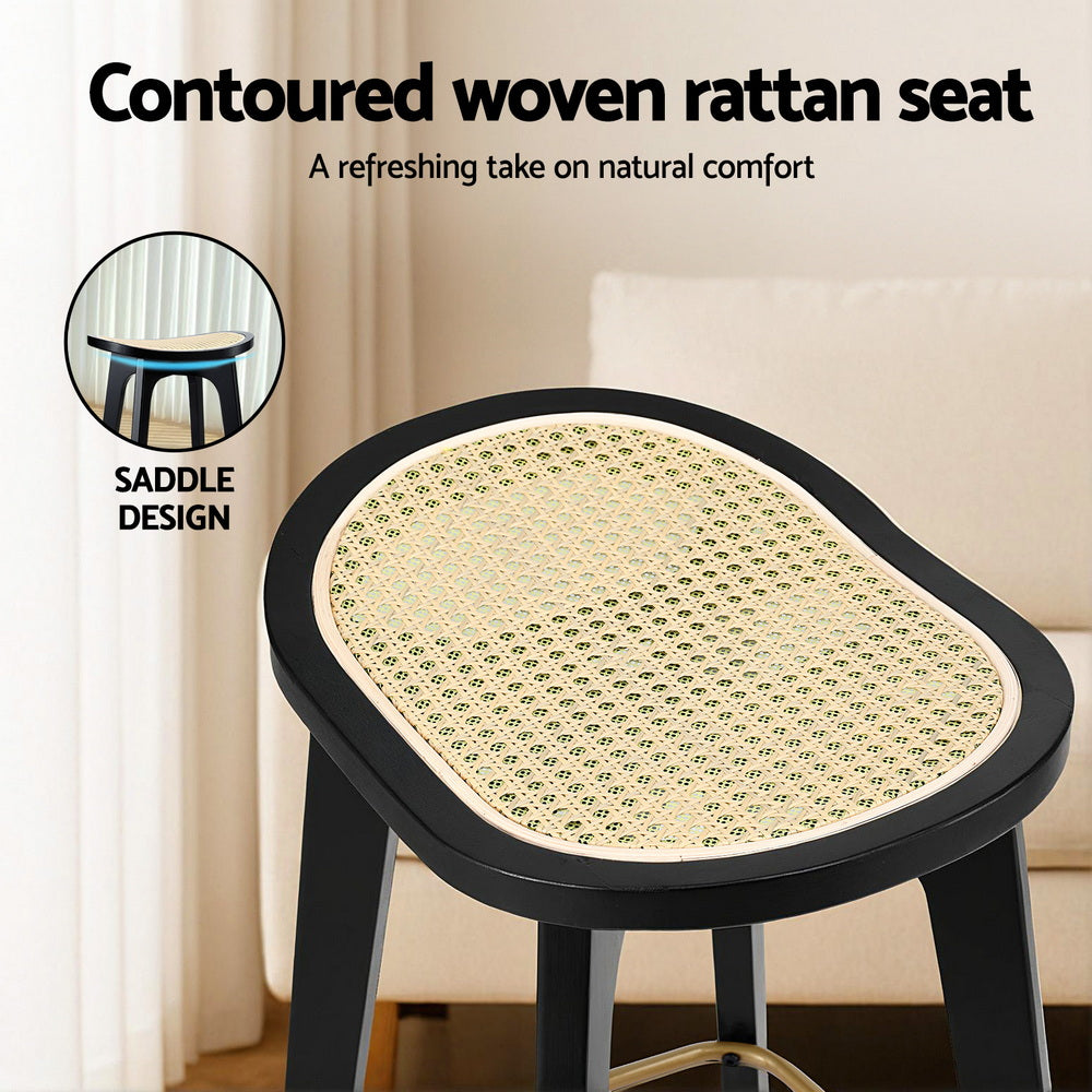 Clara Rattan Counter Stool - Black (Set of 2)
