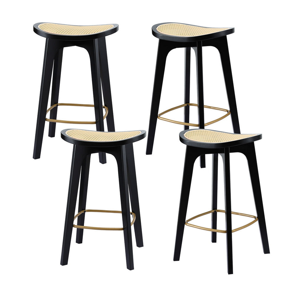Clara Rattan Counter Stool - Black (Set of 4)