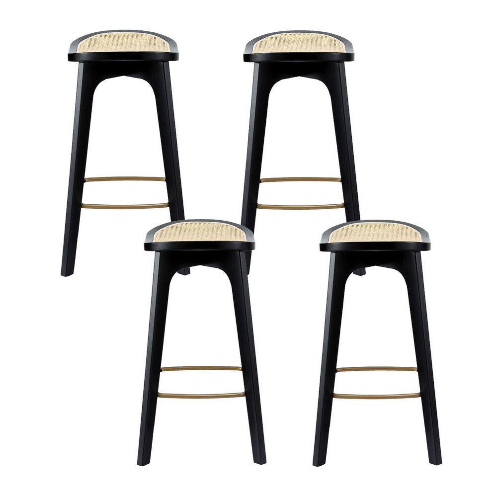 Clara Rattan Counter Stool - Black (Set of 4)