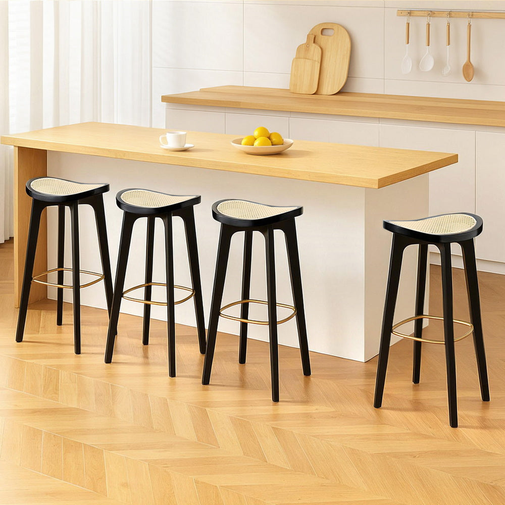 Clara Rattan Counter Stool - Black (Set of 4)