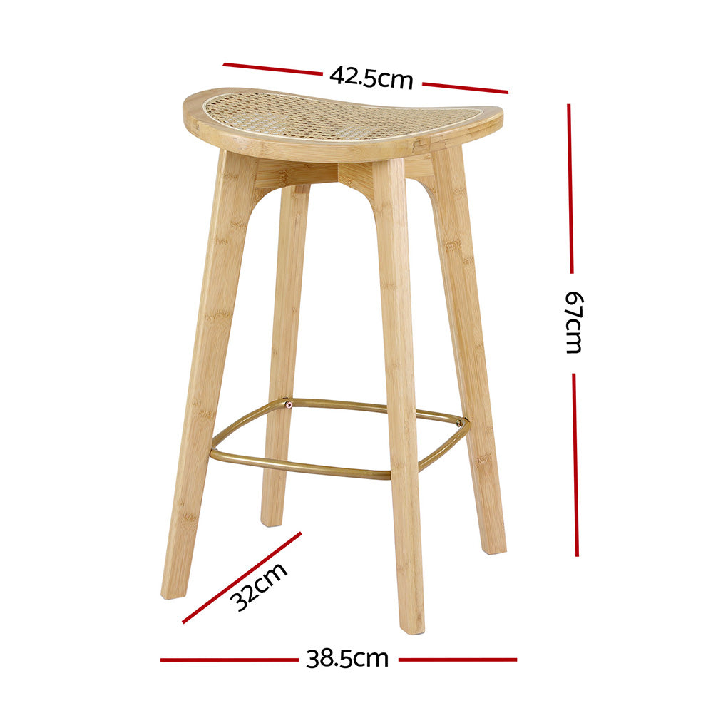 Artiss 4x Bar Stools Bamboo Rattan Stool Counter Chair Kitchen Barstools