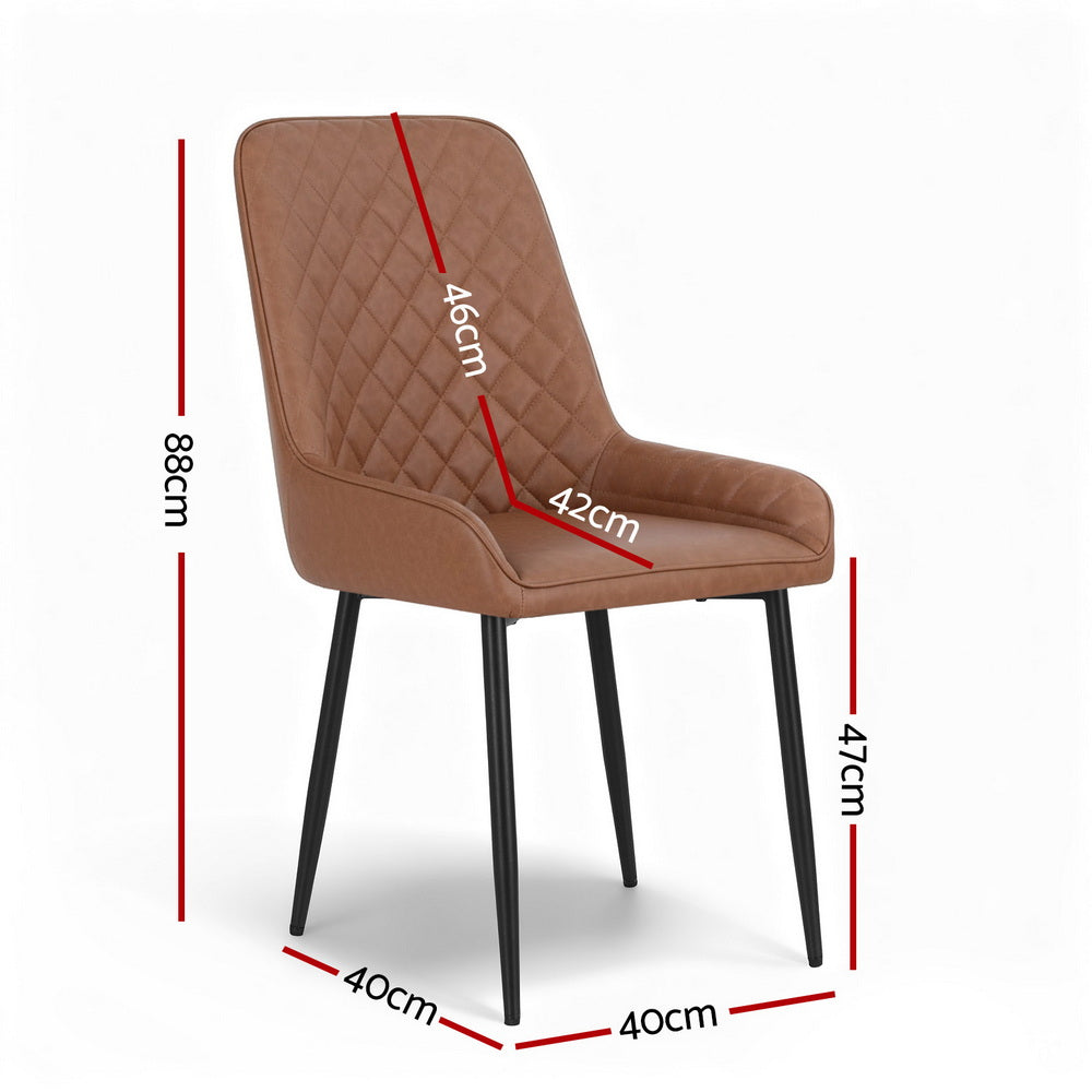 Lucas PU Leather Dining Chair - Brown (Set of 2)