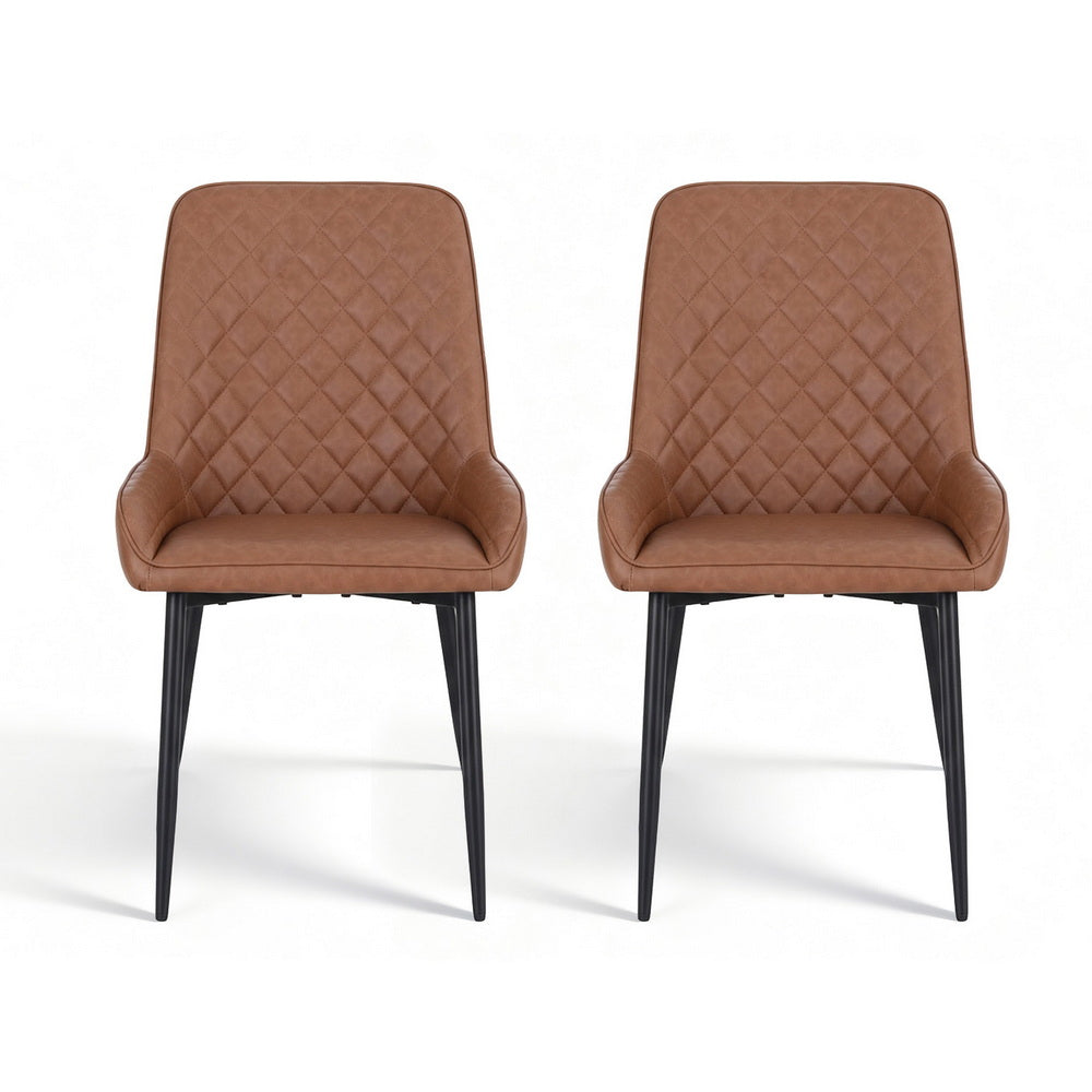 Lucas PU Leather Dining Chair - Brown (Set of 2)