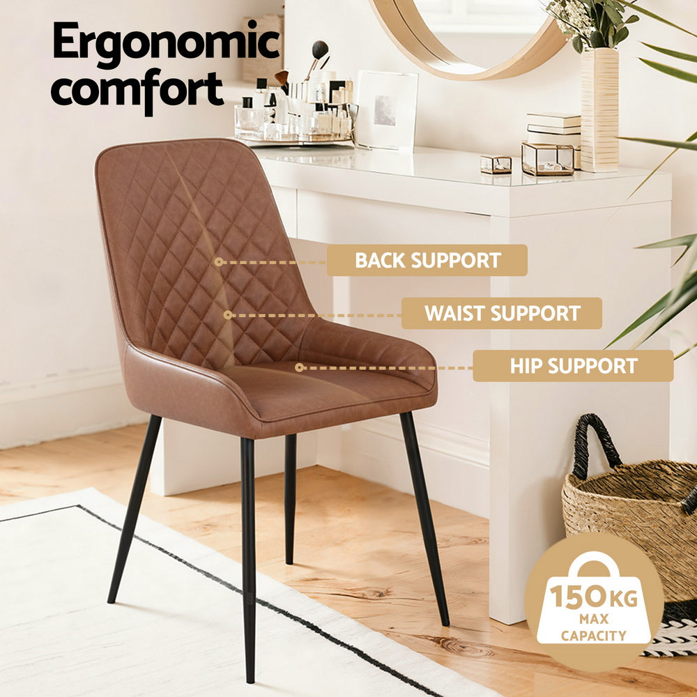 Lucas PU Leather Dining Chair - Brown (Set of 2)