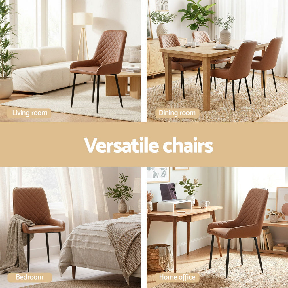 Lucas PU Leather Dining Chair - Brown (Set of 2)