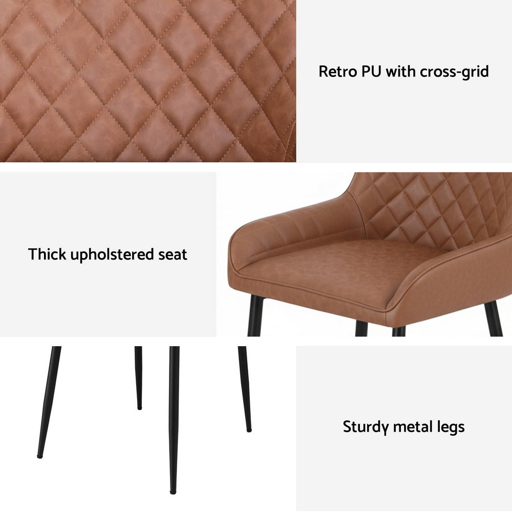 Lucas PU Leather Dining Chair - Brown (Set of 2)