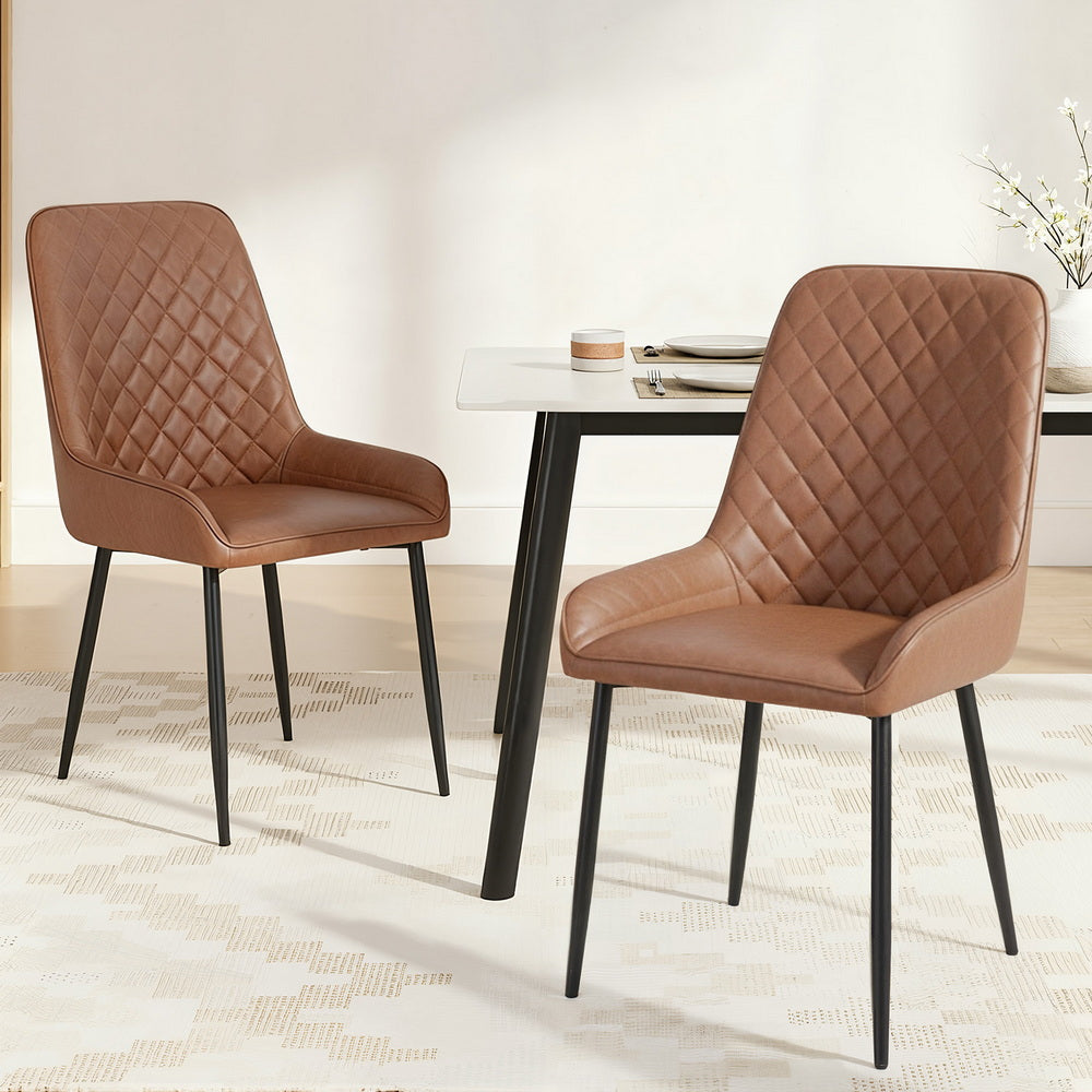 Lucas PU Leather Dining Chair - Brown (Set of 2)