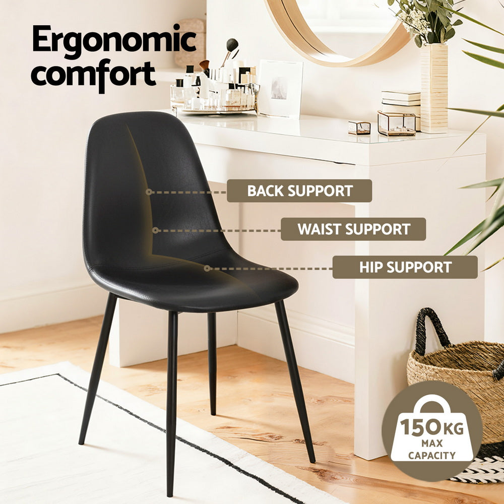 Harrison PU Leather Dining Chair - Black (Set of 2)