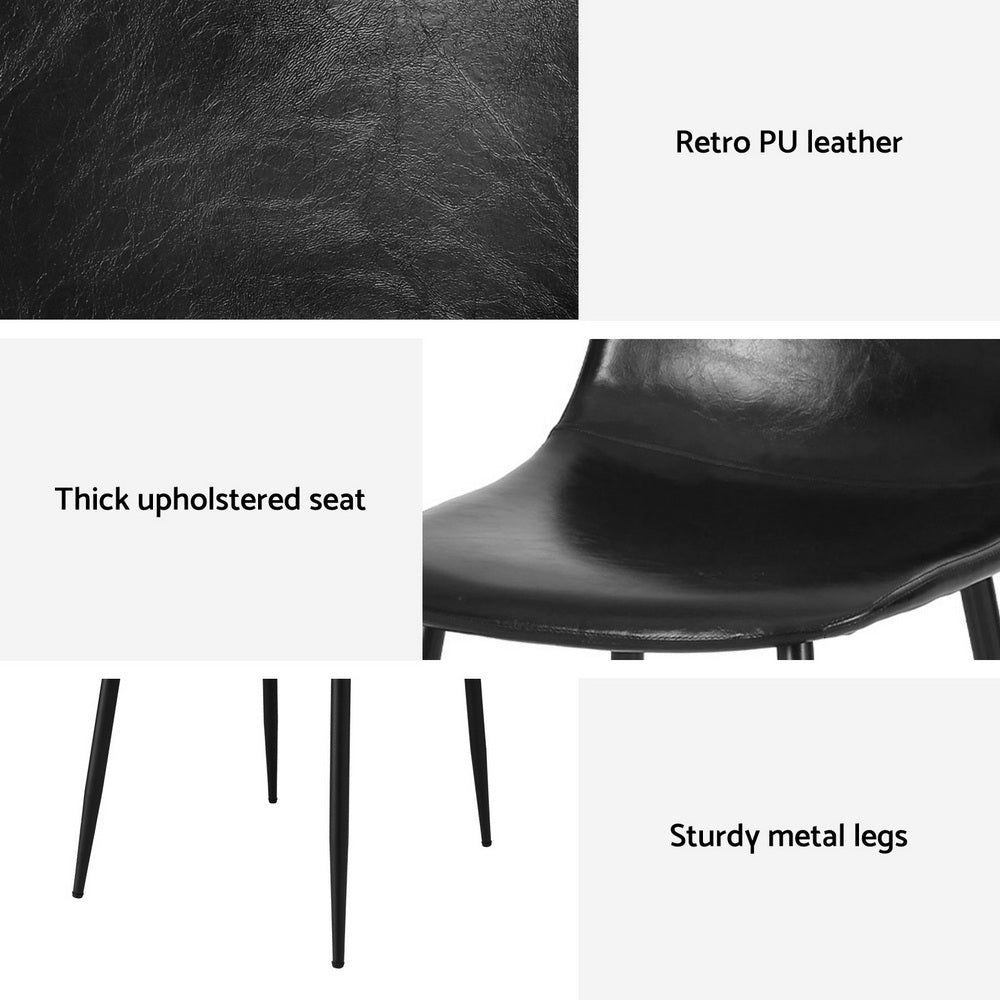 Harrison PU Leather Dining Chair - Black (Set of 2)