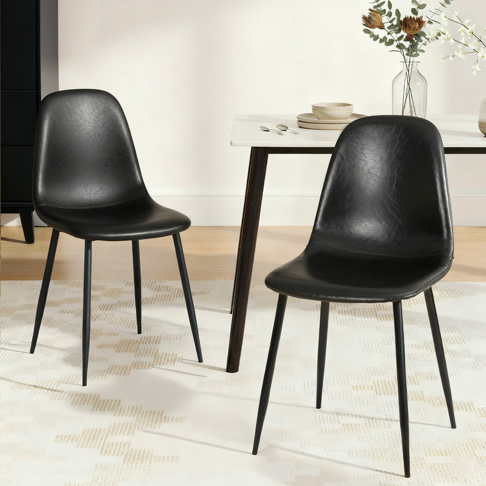 Harrison PU Leather Dining Chair - Black (Set of 2)