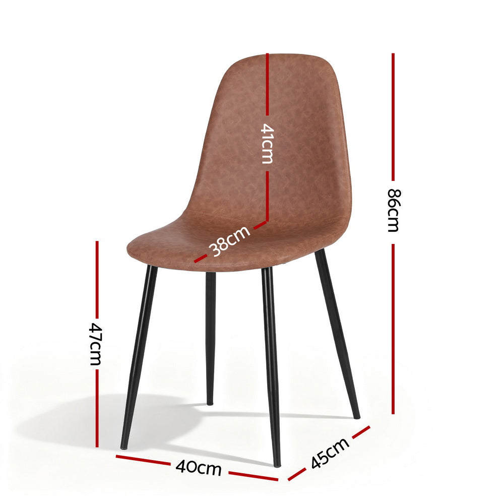 Harrison PU Leather Dining Chair - Brown (Set of 2)