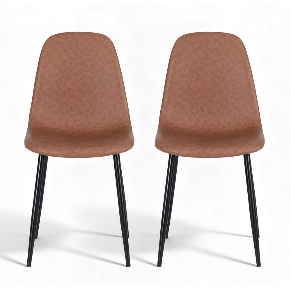 Harrison PU Leather Dining Chair - Brown (Set of 2)