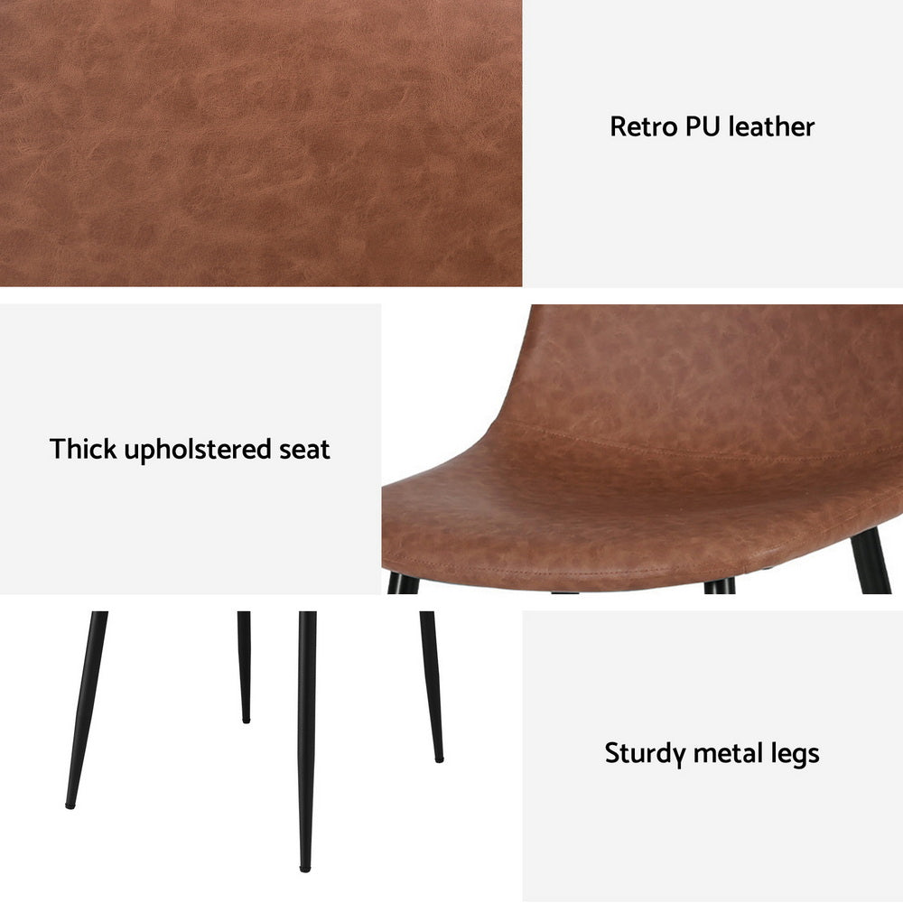Harrison PU Leather Dining Chair - Brown (Set of 2)