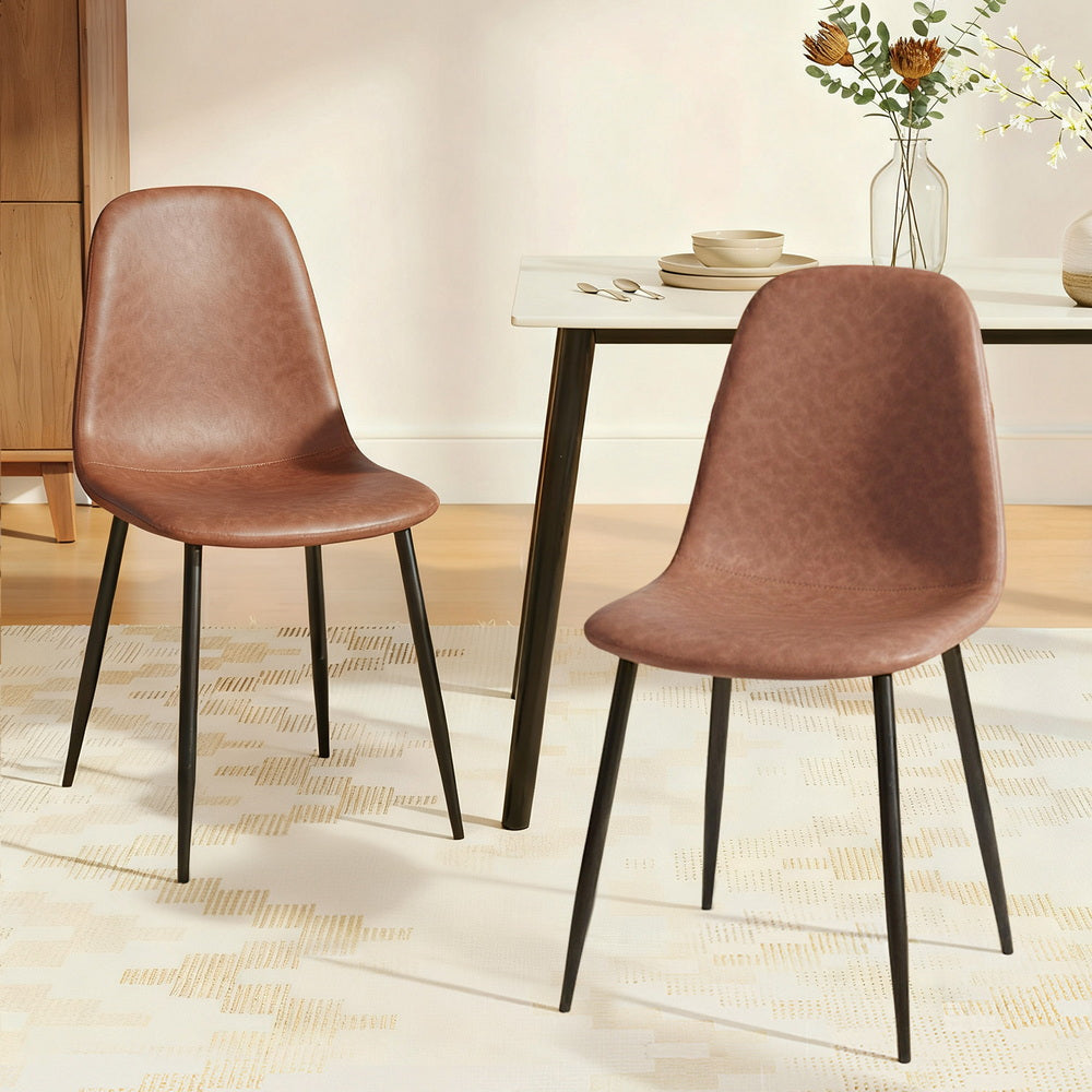 Harrison PU Leather Dining Chair - Brown (Set of 2)