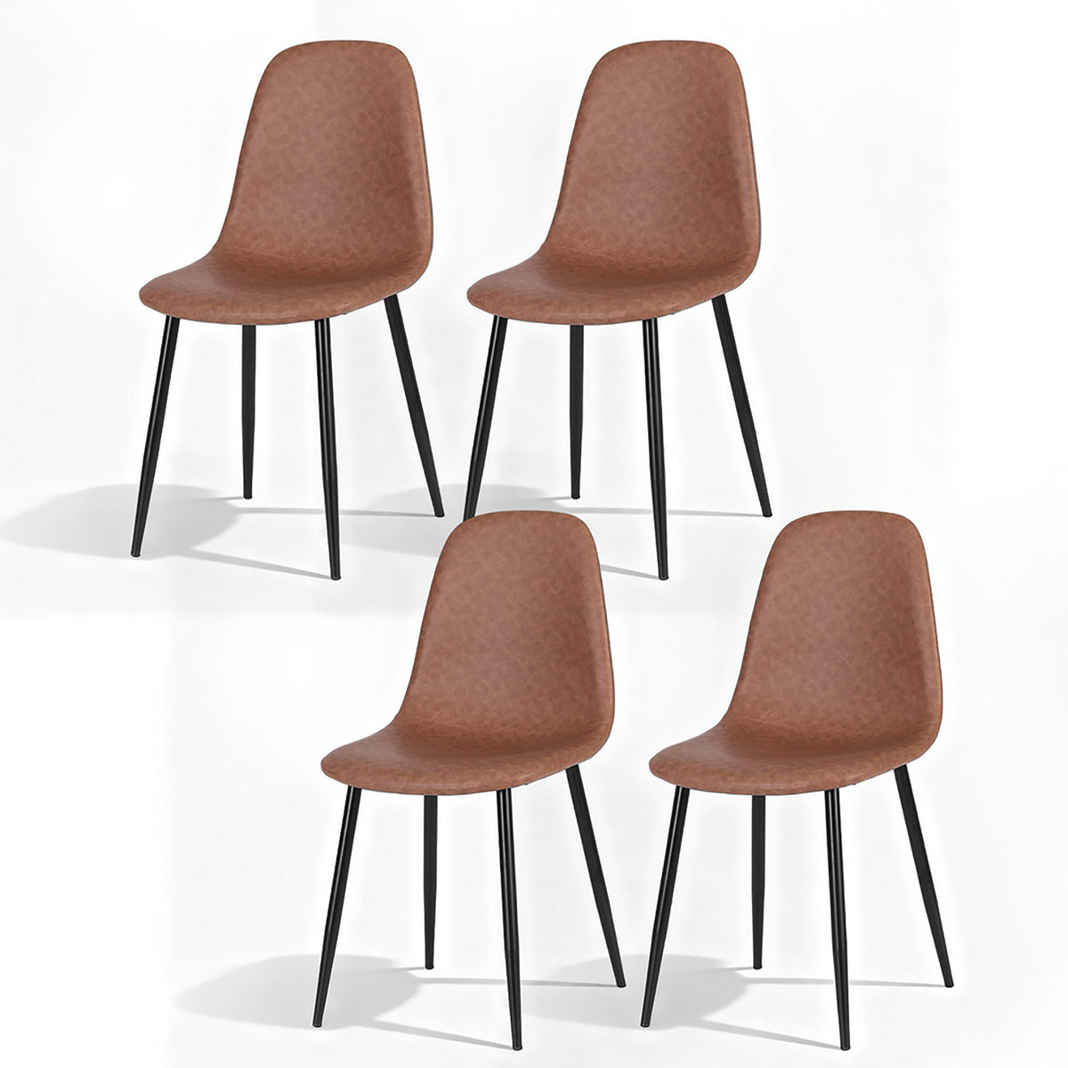 Harrison PU Leather Dining Chair - Brown (Set of 4)