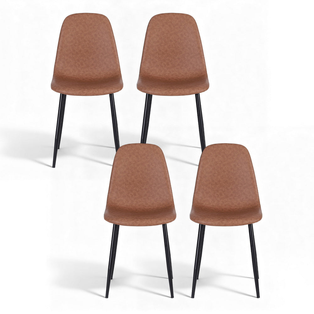 Harrison PU Leather Dining Chair - Brown (Set of 4)