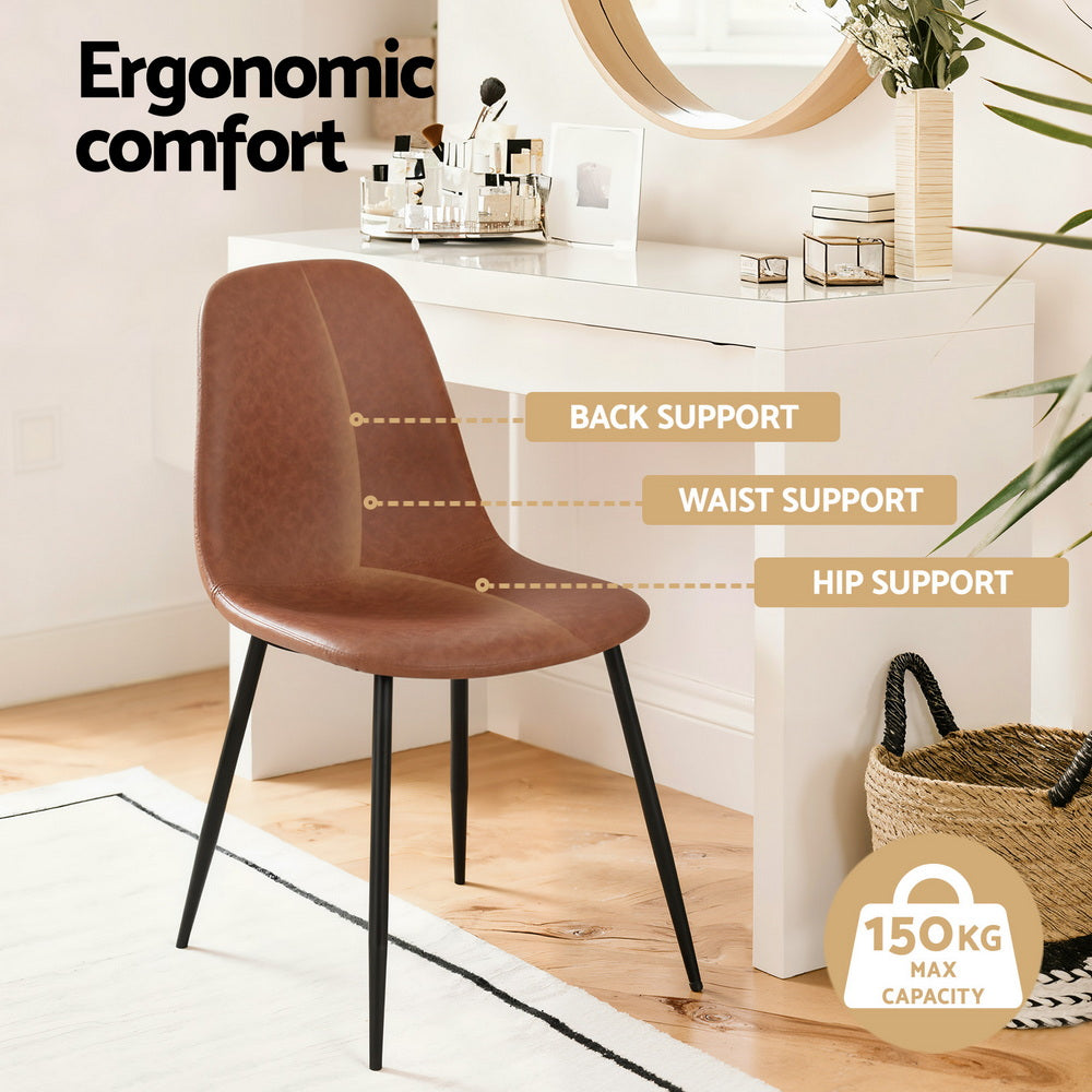Harrison PU Leather Dining Chair - Brown (Set of 4)