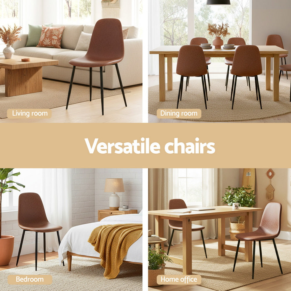 Harrison PU Leather Dining Chair - Brown (Set of 4)