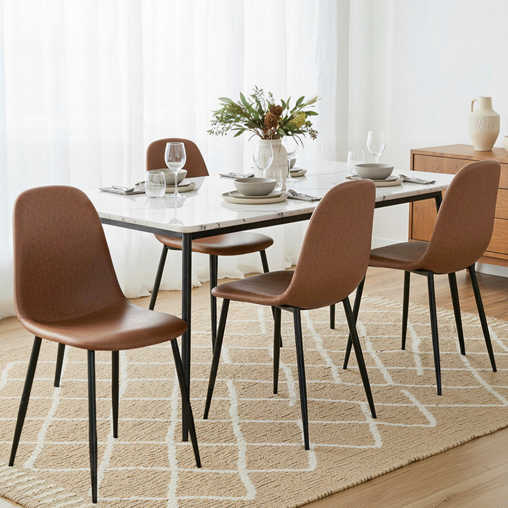 Harrison PU Leather Dining Chair - Brown (Set of 4)