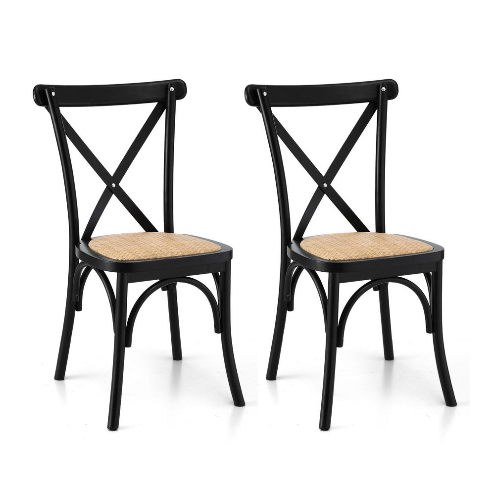 Mattea Rattan Dining Chair - Black (Set of 2)