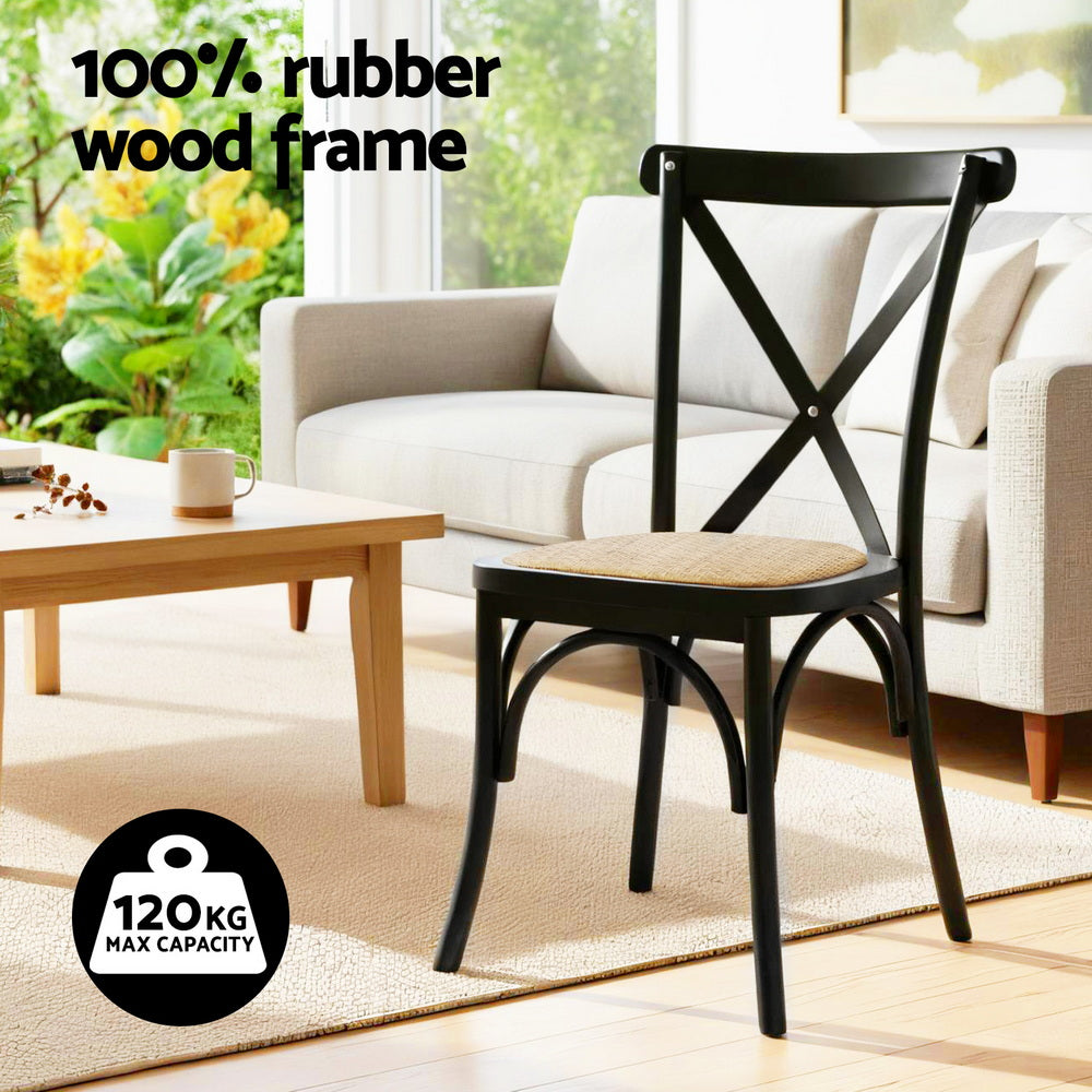 Mattea Rattan Dining Chair - Black (Set of 2)