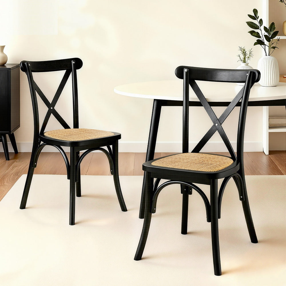 Mattea Rattan Dining Chair - Black (Set of 2)