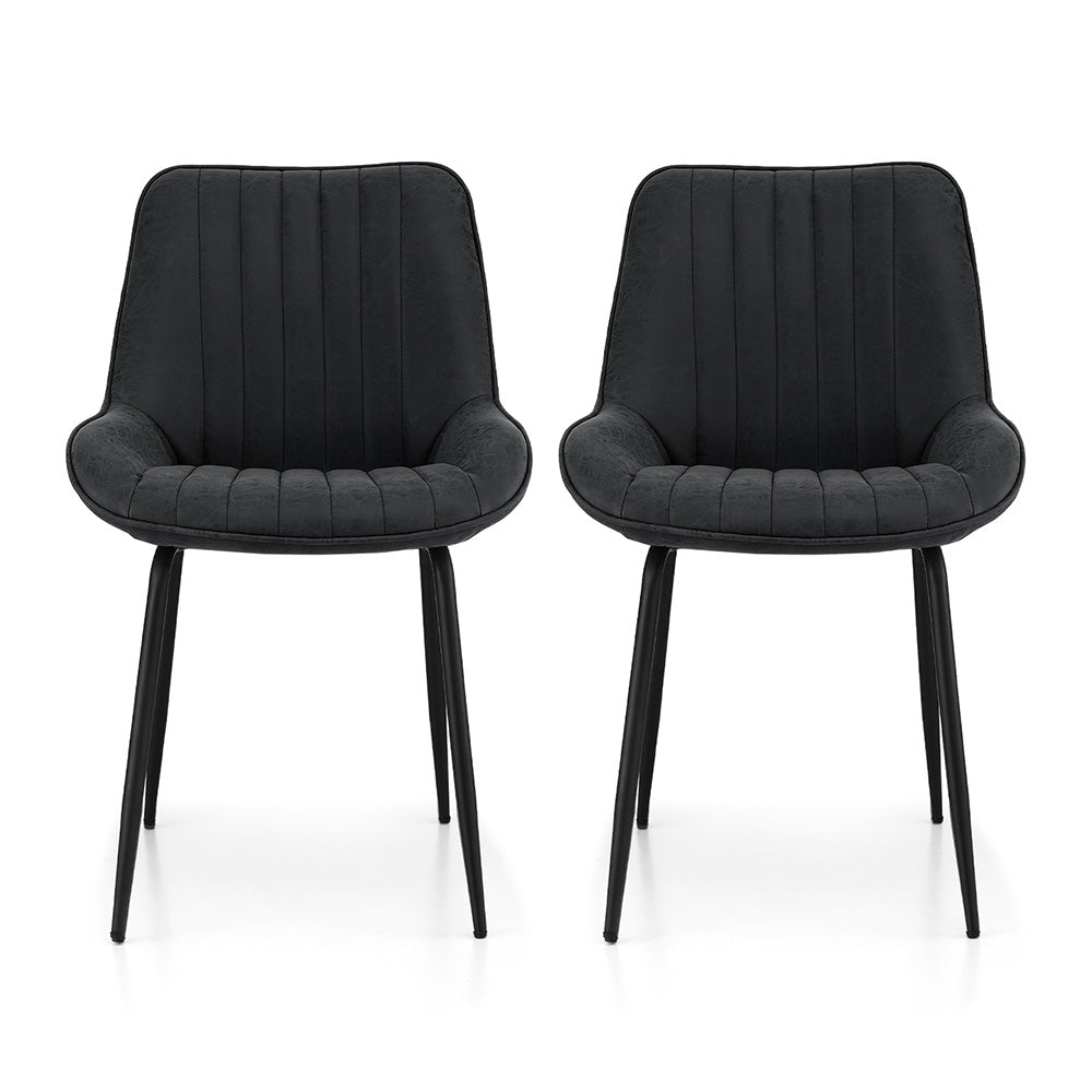 Callum PU Leather Dining Chair - Black (Set of 2)