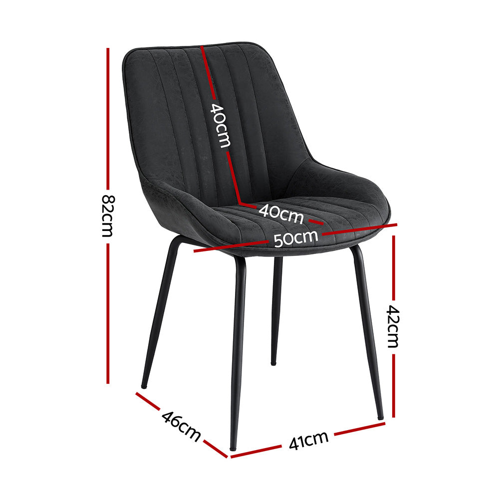 Callum PU Leather Dining Chair - Black (Set of 2)