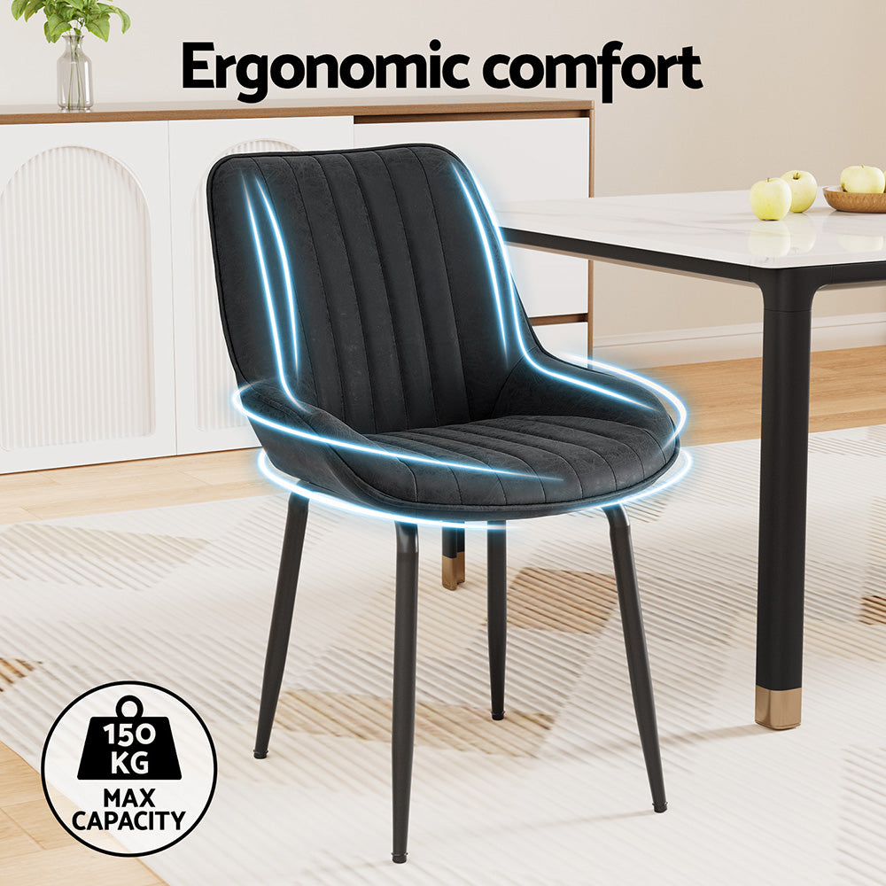 Callum PU Leather Dining Chair - Black (Set of 2)