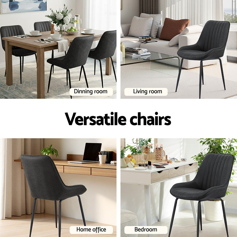 Callum PU Leather Dining Chair - Black (Set of 2)