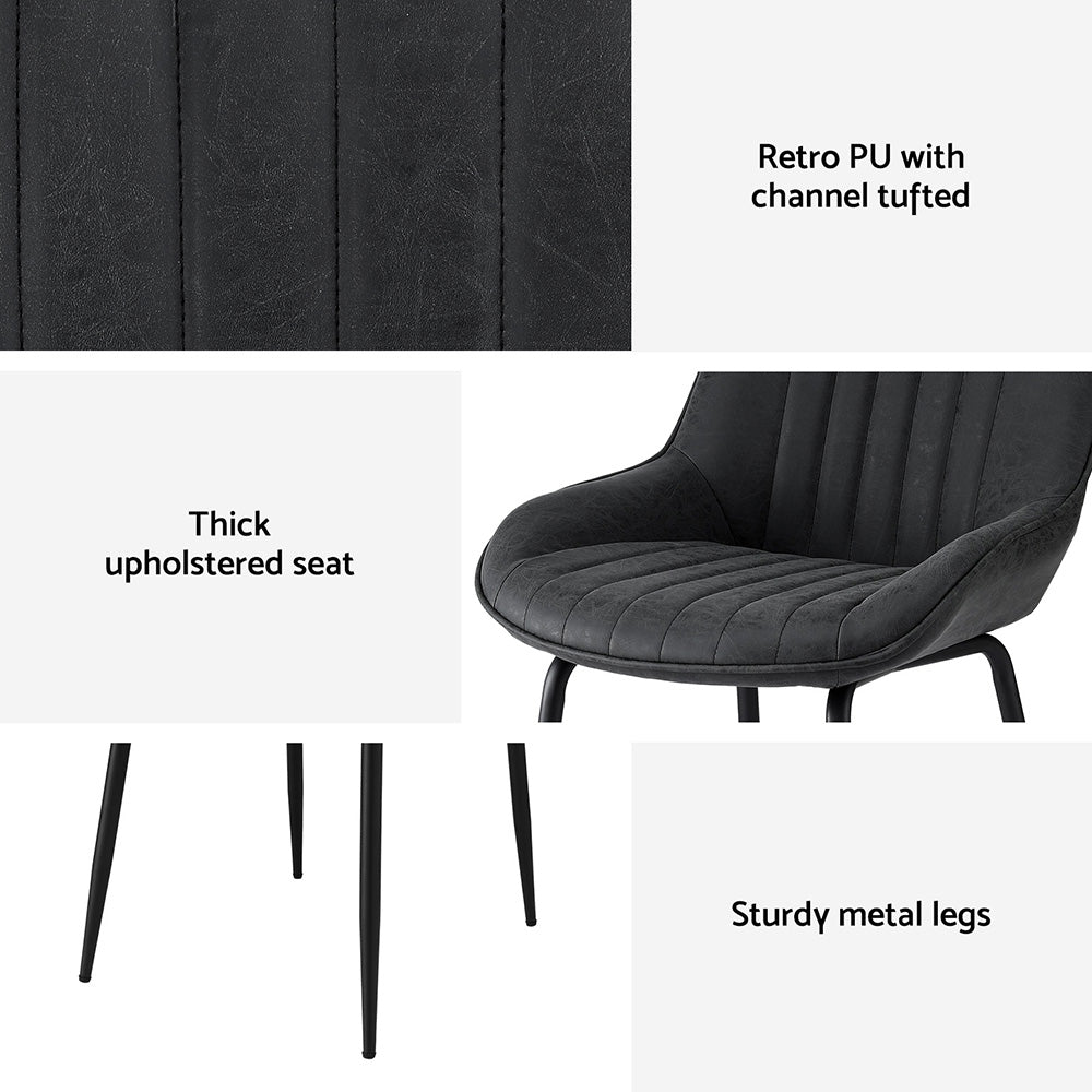 Callum PU Leather Dining Chair - Black (Set of 2)