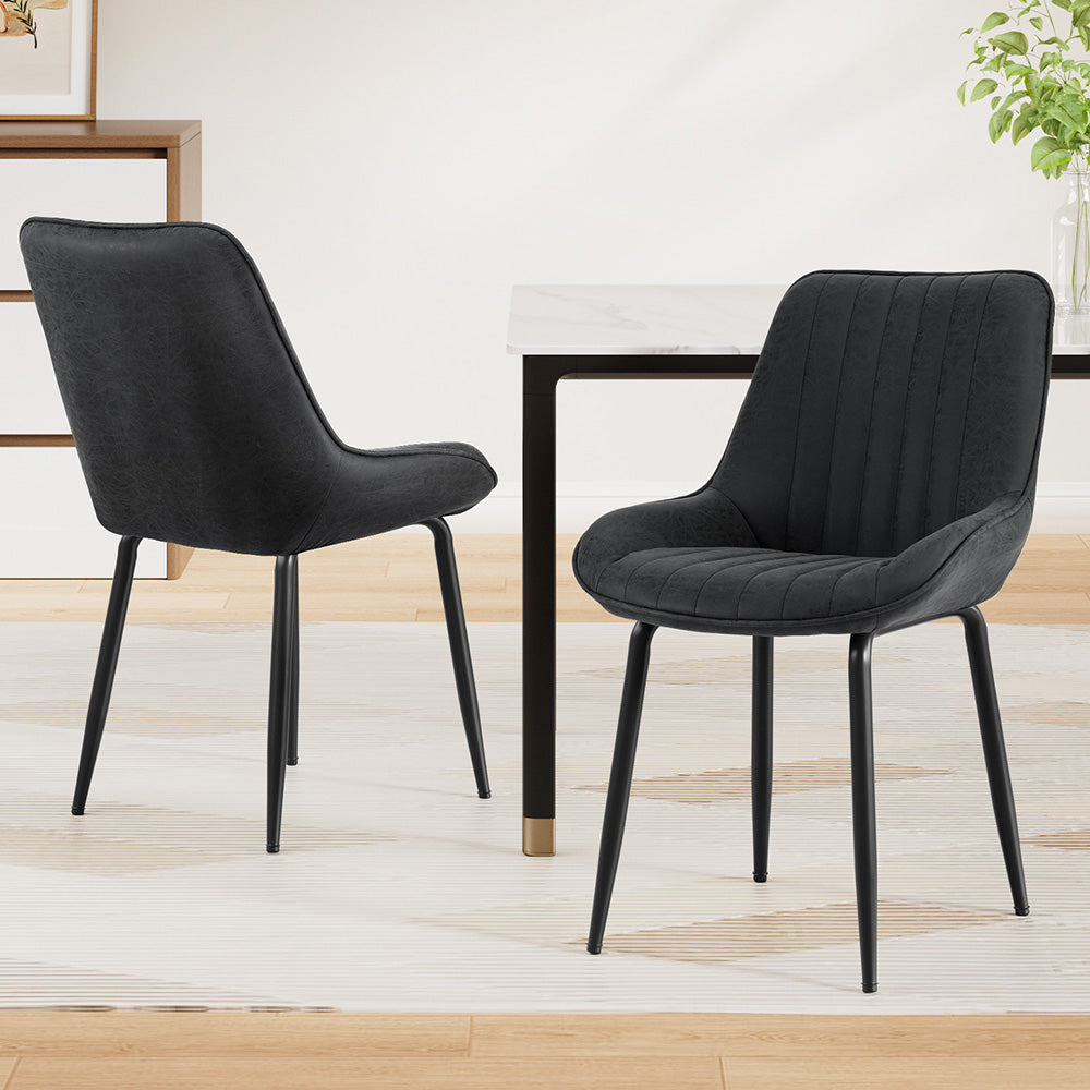 Callum PU Leather Dining Chair - Black (Set of 2)