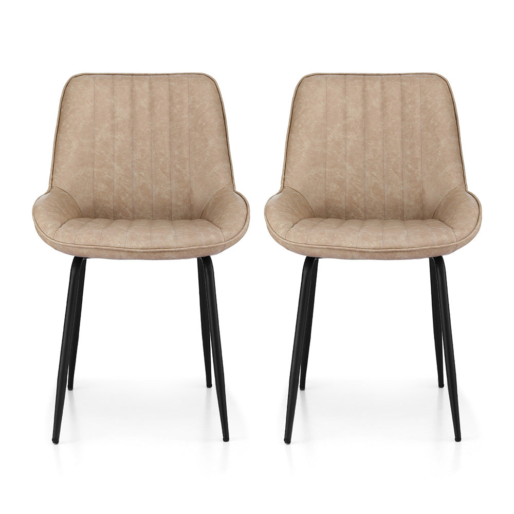 Callum PU Leather Dining Chair - Khaki (Set of 2)
